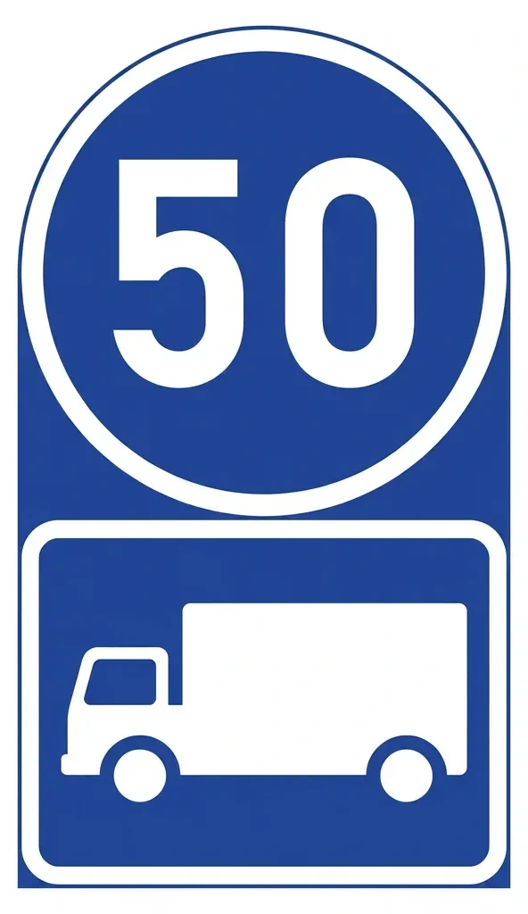 South African Minimum speed, goods vehicle road sign (CS10)