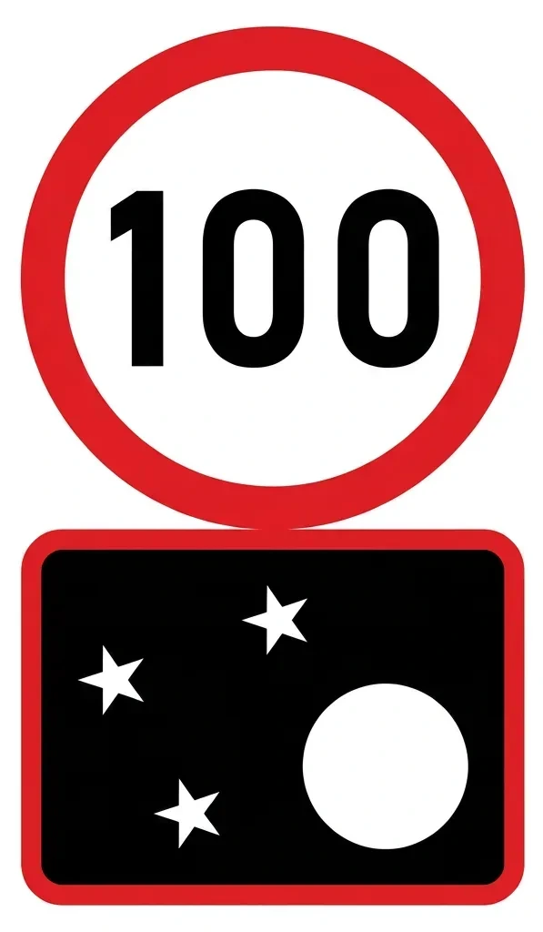 South African Speed limit, night time road sign (CS16)