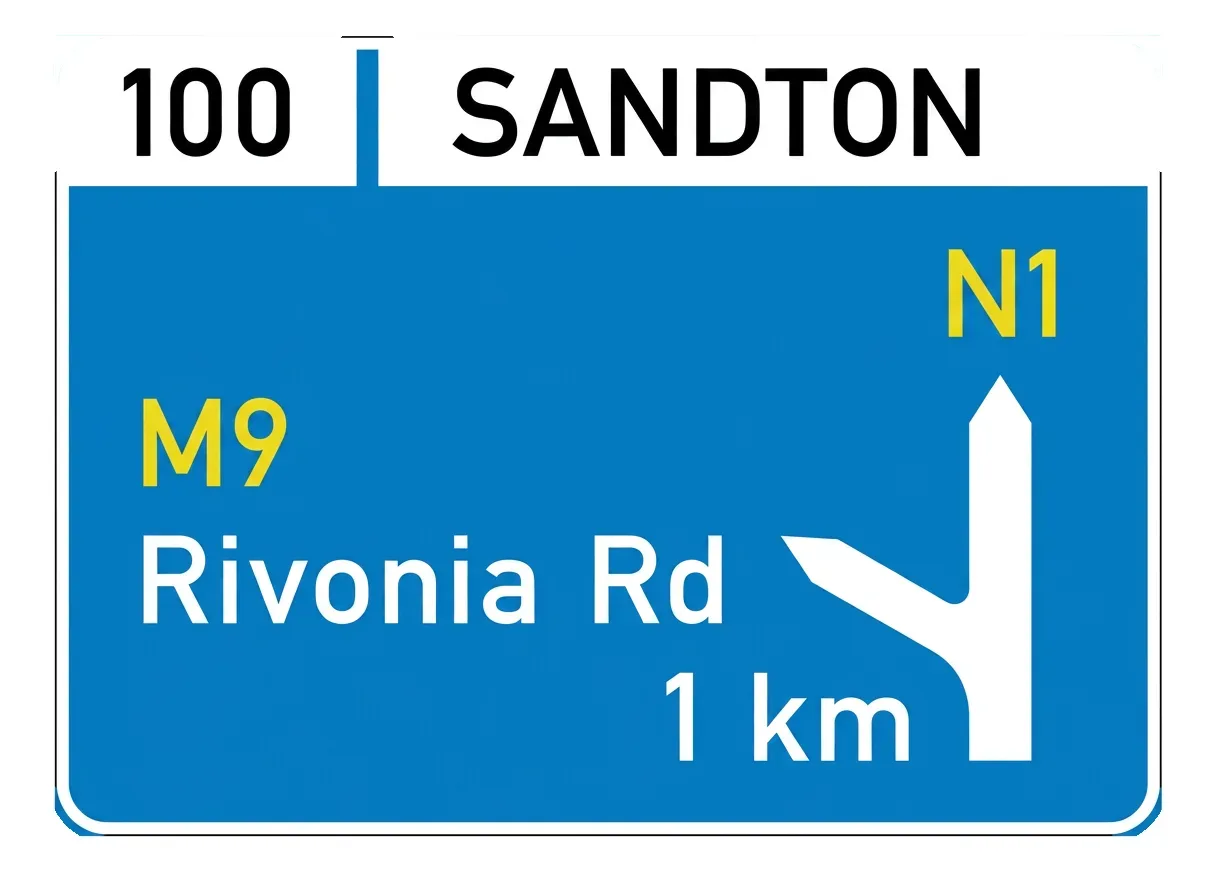 South African Advance Exit Direction road sign (DS3)