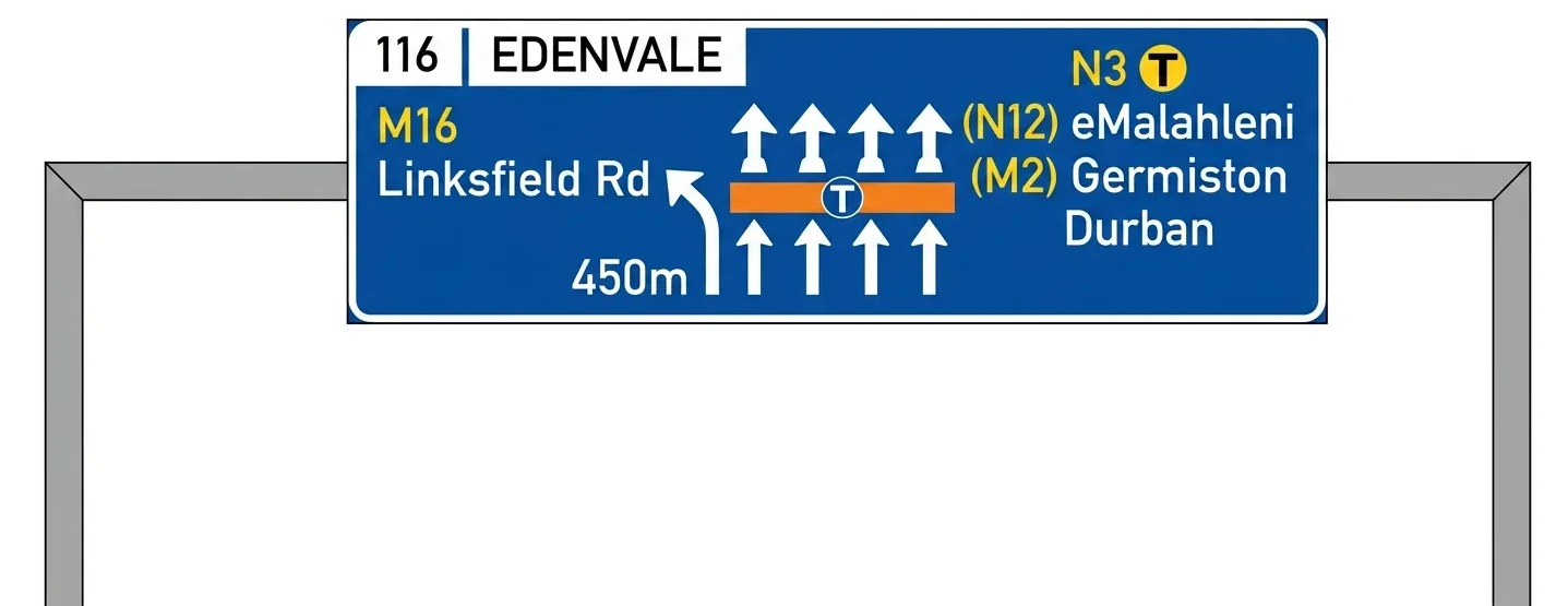 South African Guidance signs road sign (GS1)