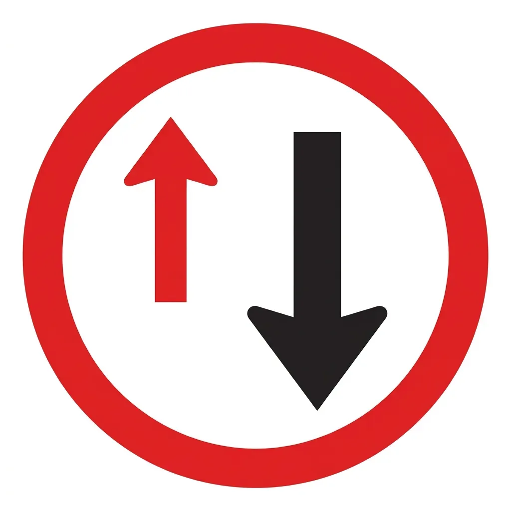South African Yield To Oncoming Traffic road sign (R12)