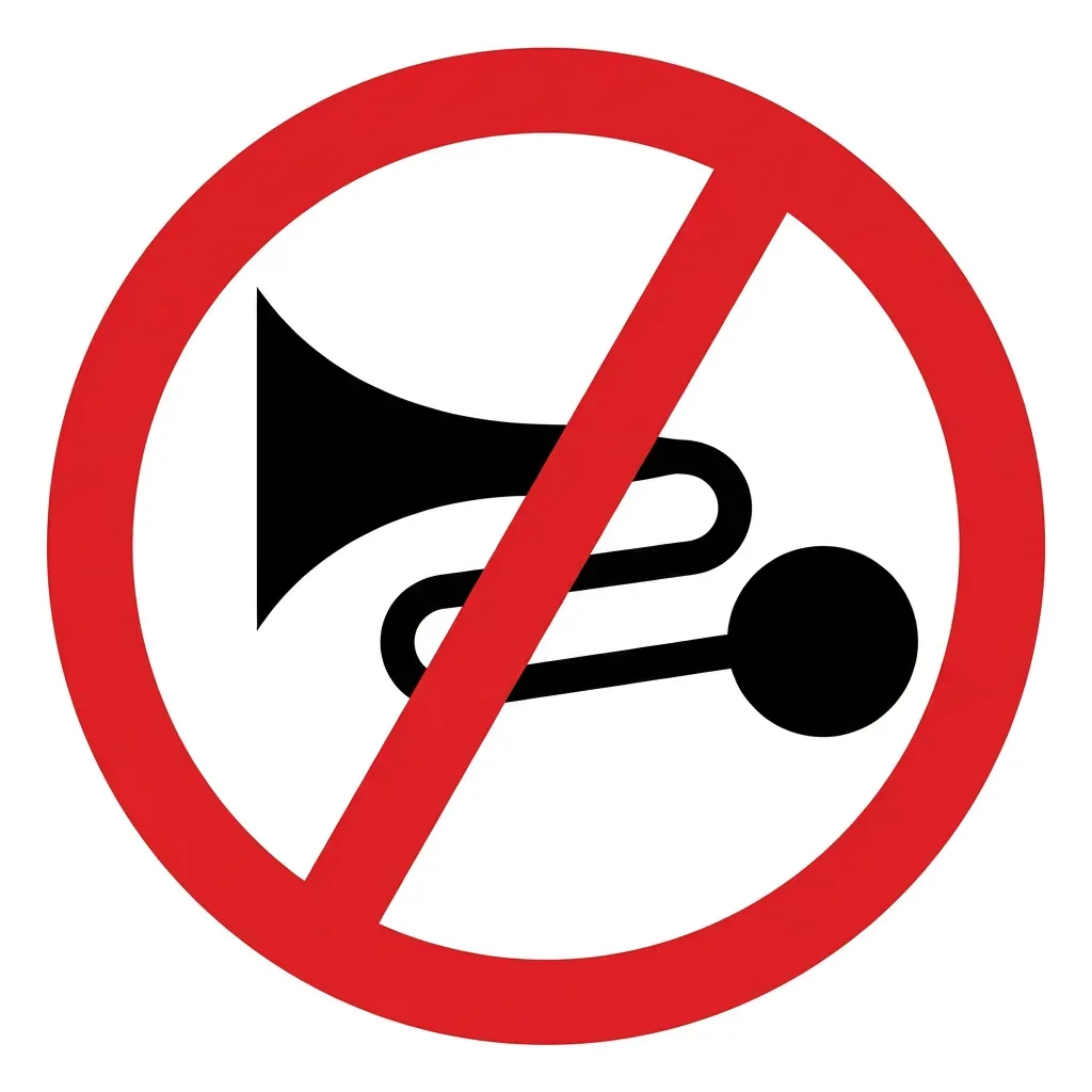 South African Excessive Noise Prohibited road sign (R43)