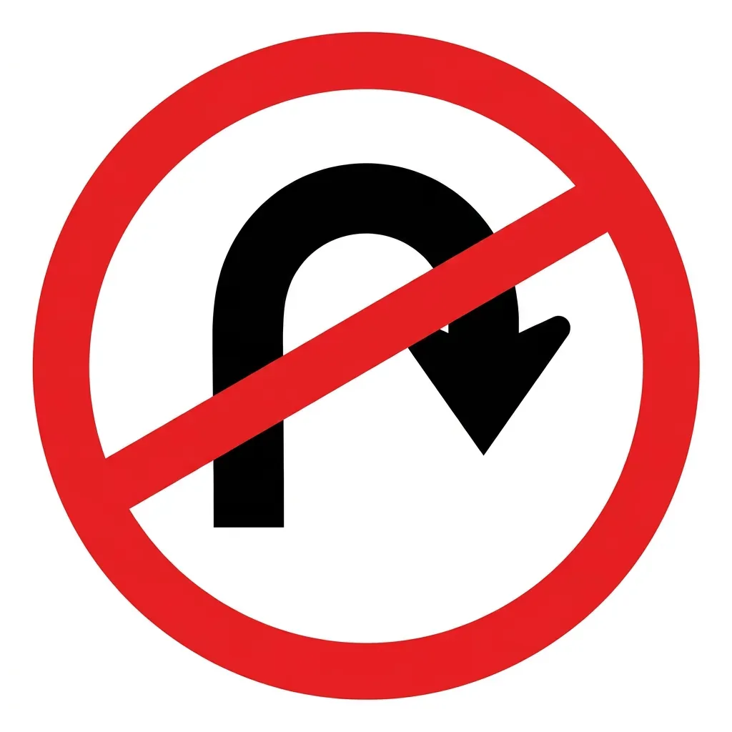 South African U-turn Prohibited road sign (R48)