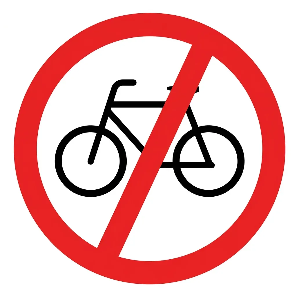 South African Pedal Cycles Prohibited road sign (R53)