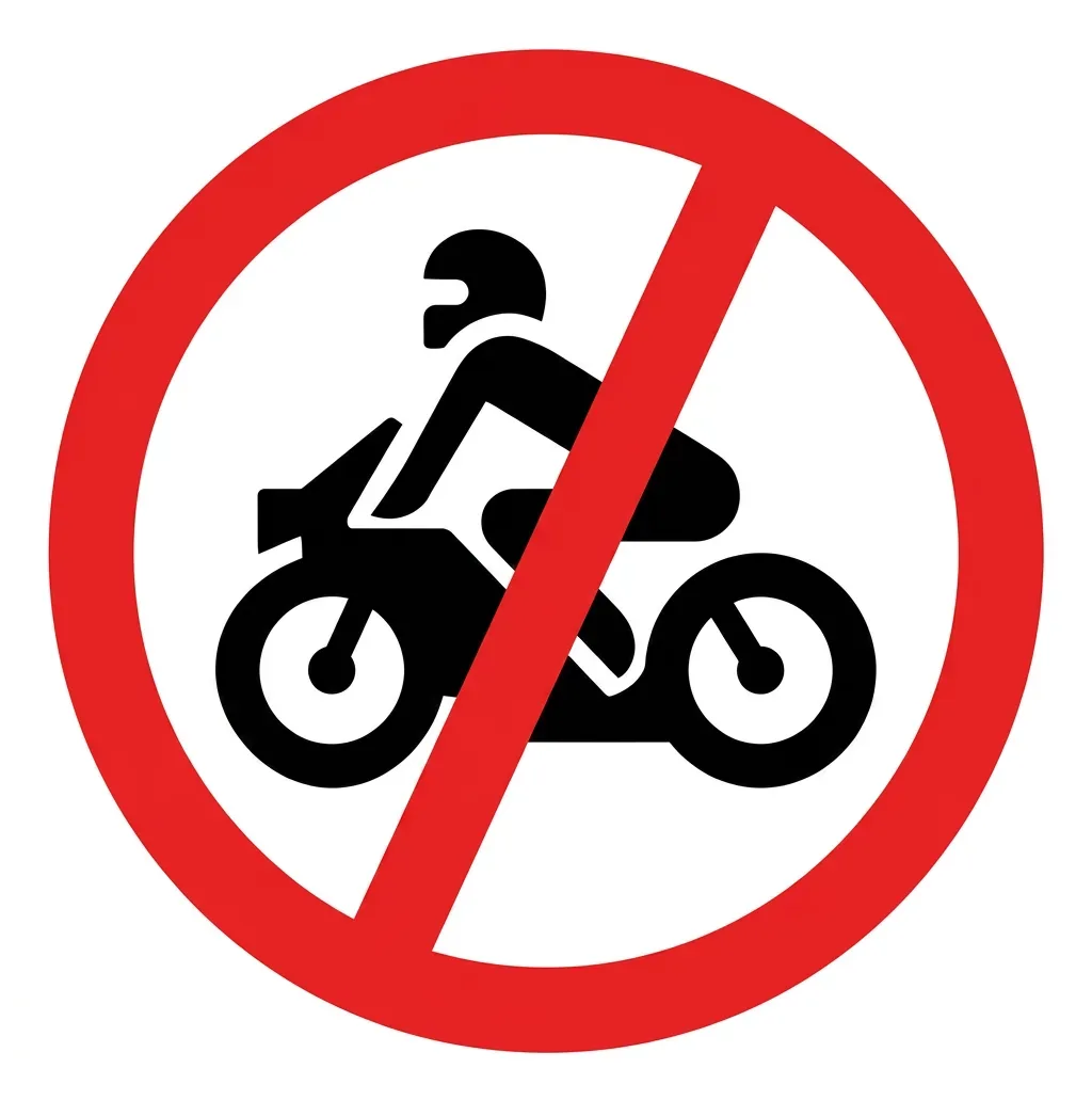 South African Motorcycles Prohibited road sign (R55)