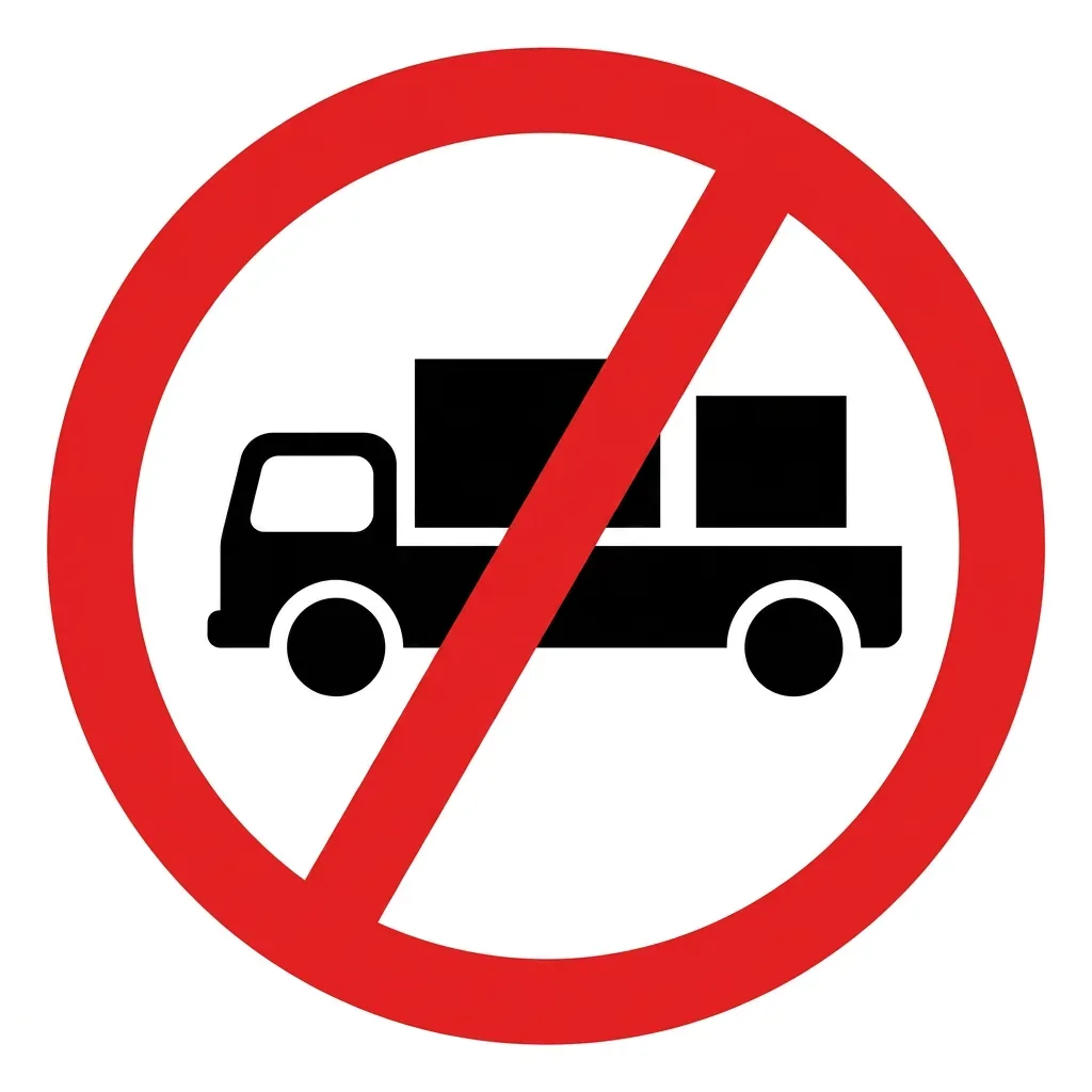 South African Delivery Vehicles Prohibited road sign (R61)