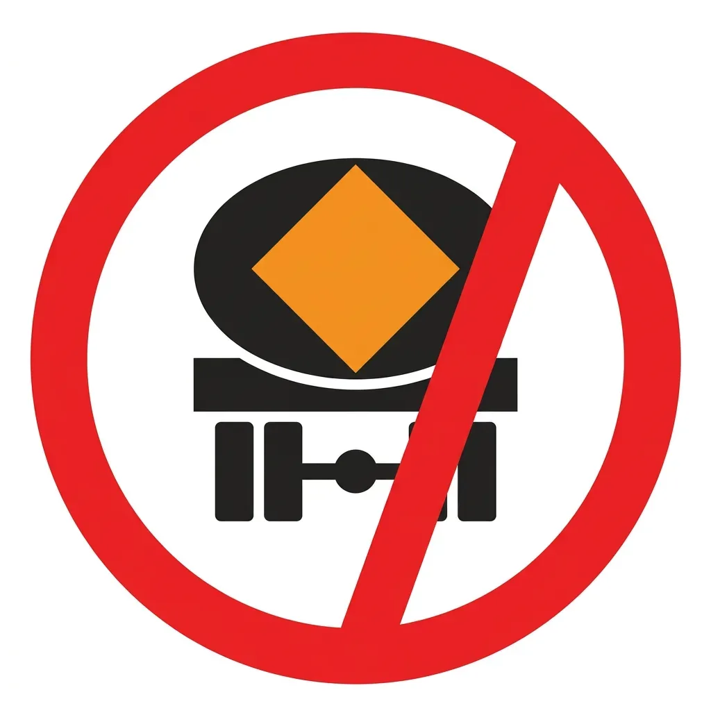 South African Vehicles Transporting Dangerous Substances Prohibited road sign (R64)
