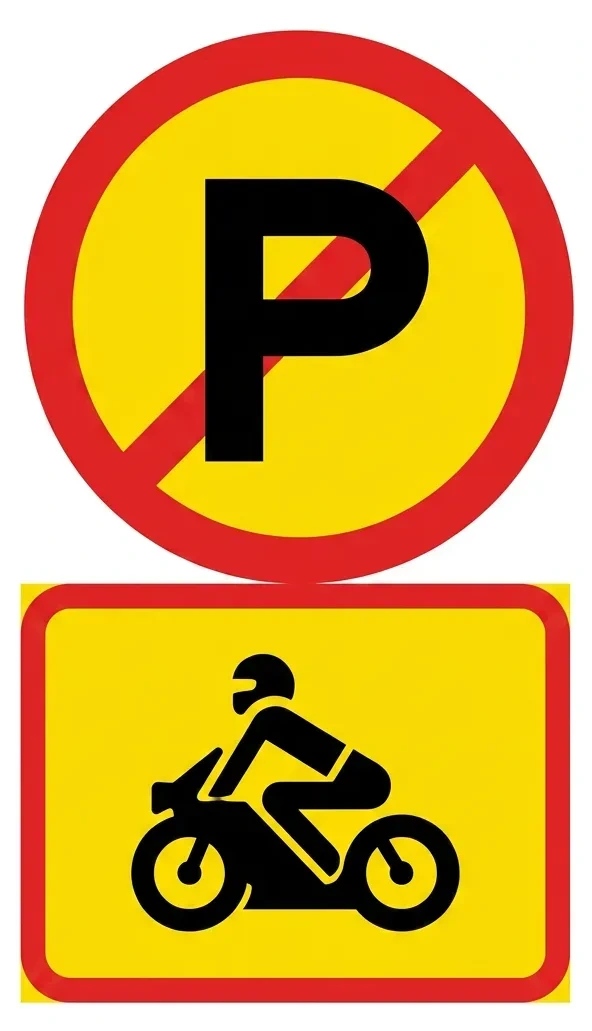 South African No Parking, Motor Cycles road sign (TCS10)