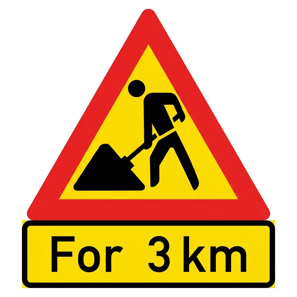 South African Roadworks, for a distance road sign (TCS12)