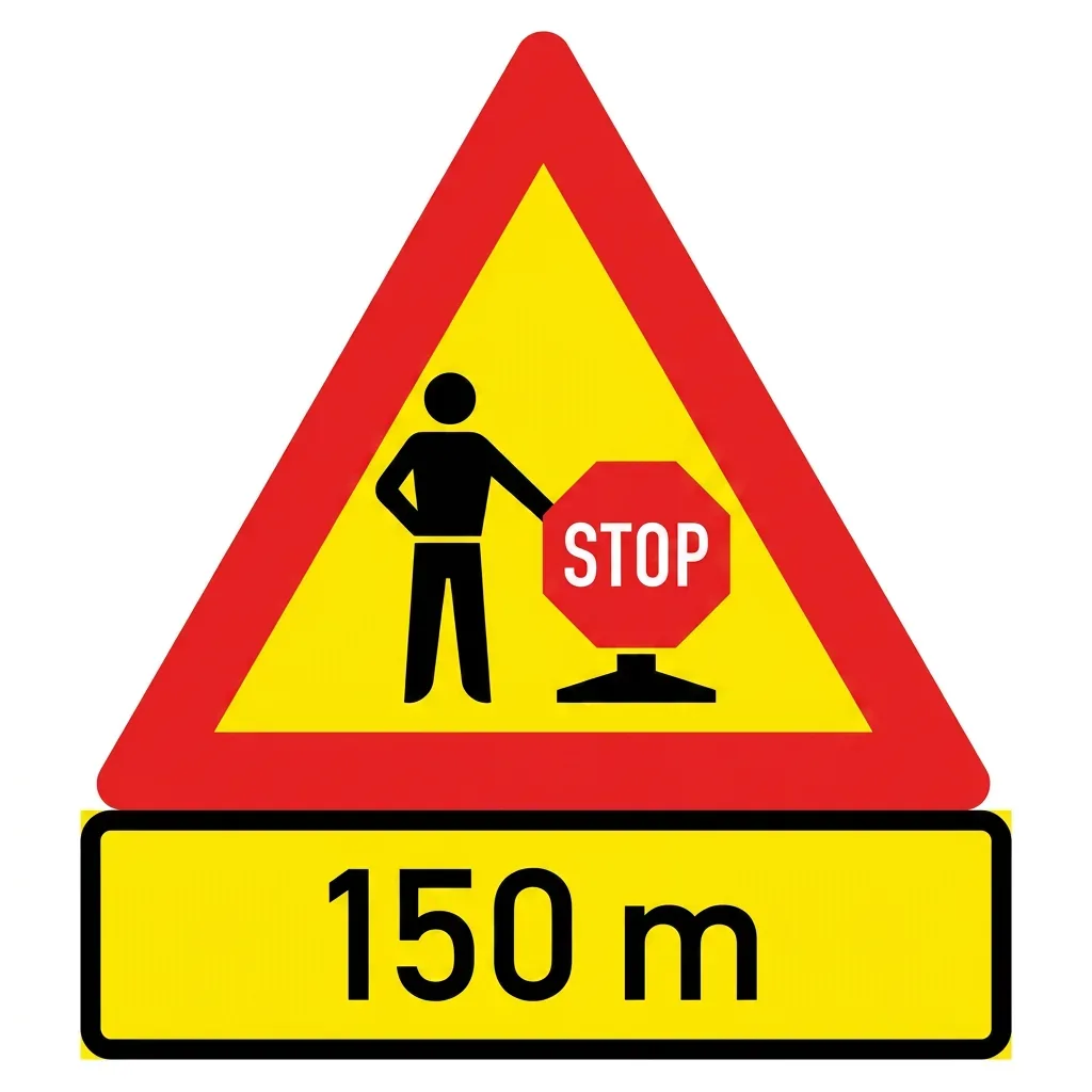 South African “Stop/Go” Control Ahead, a distance ahead road sign (TCS13)