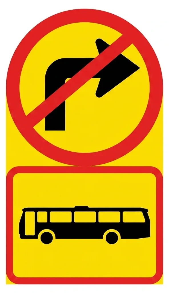 South African No Right Turn Ahead, Buses road sign (TCS9)