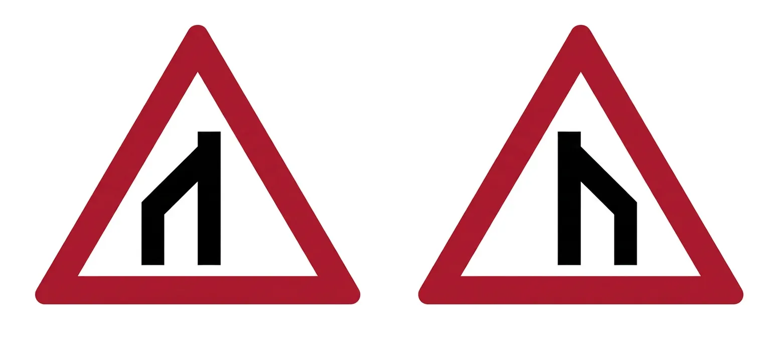 South African End of dual roadway road sign (W10)