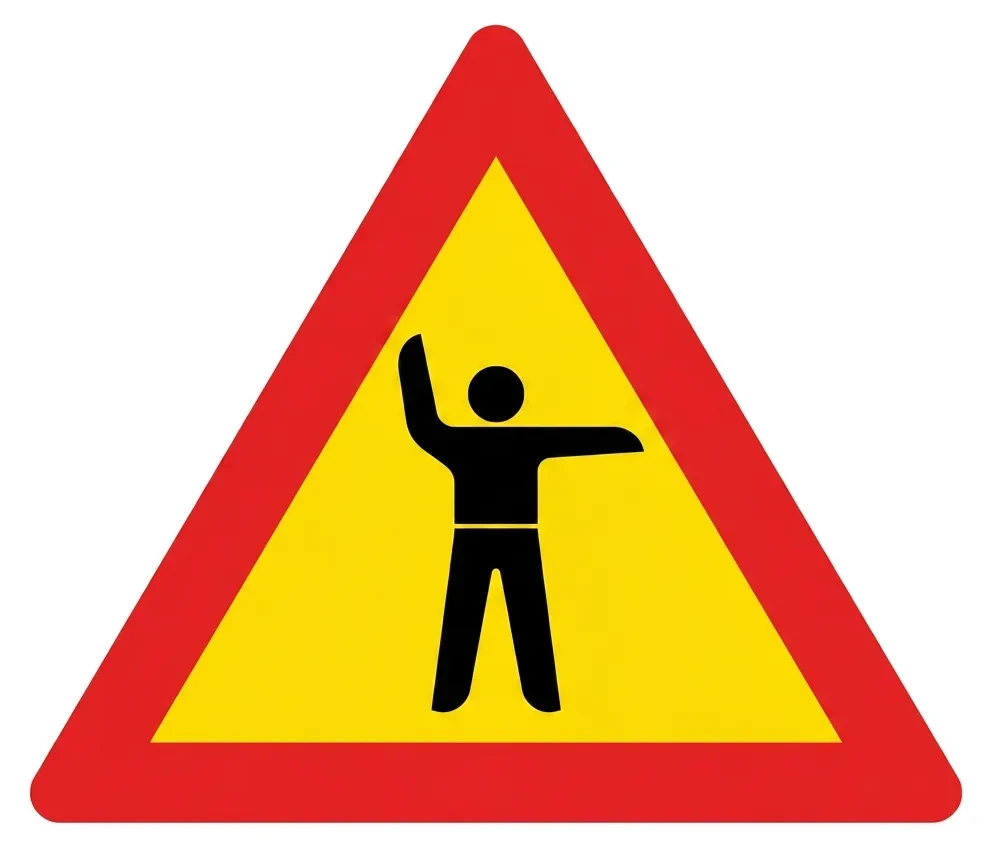 South African Traffic control ahead road sign (W24)