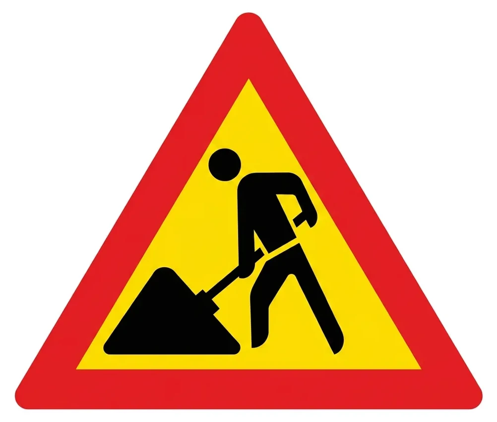 South African Road works road sign (W49)