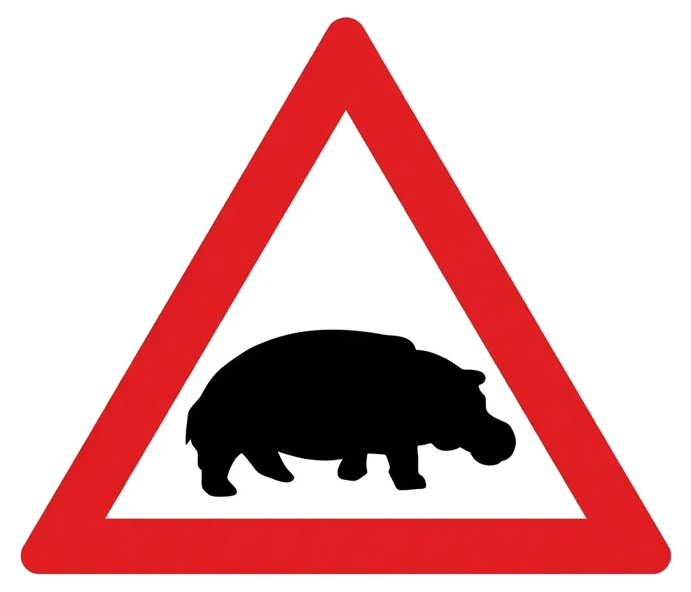 South African Hippo road sign (W70)