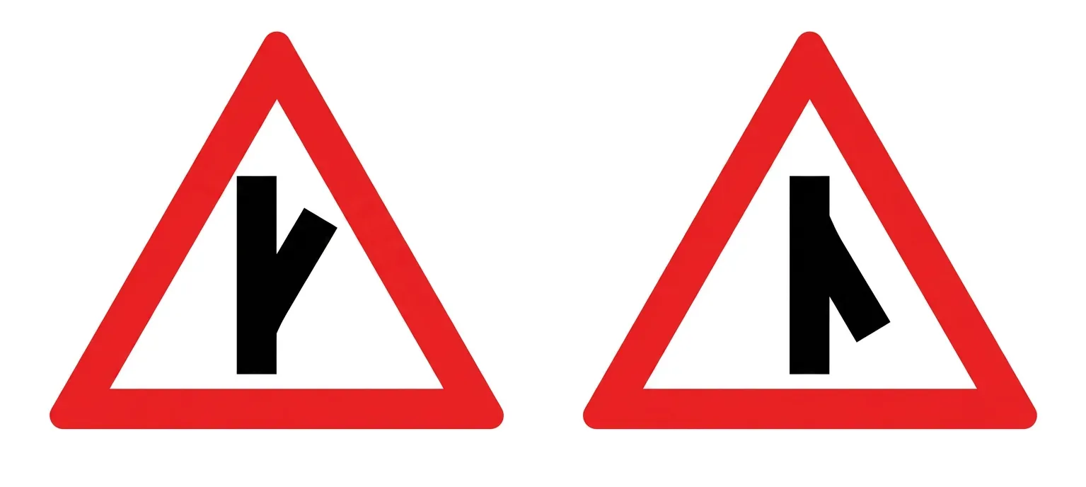 South African Sharp Junction or road joining road sign (W8)