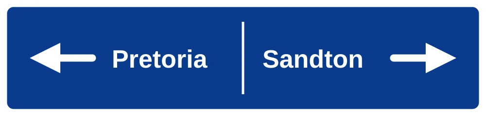 South African Off-ramp terminal direction road sign (GA6)